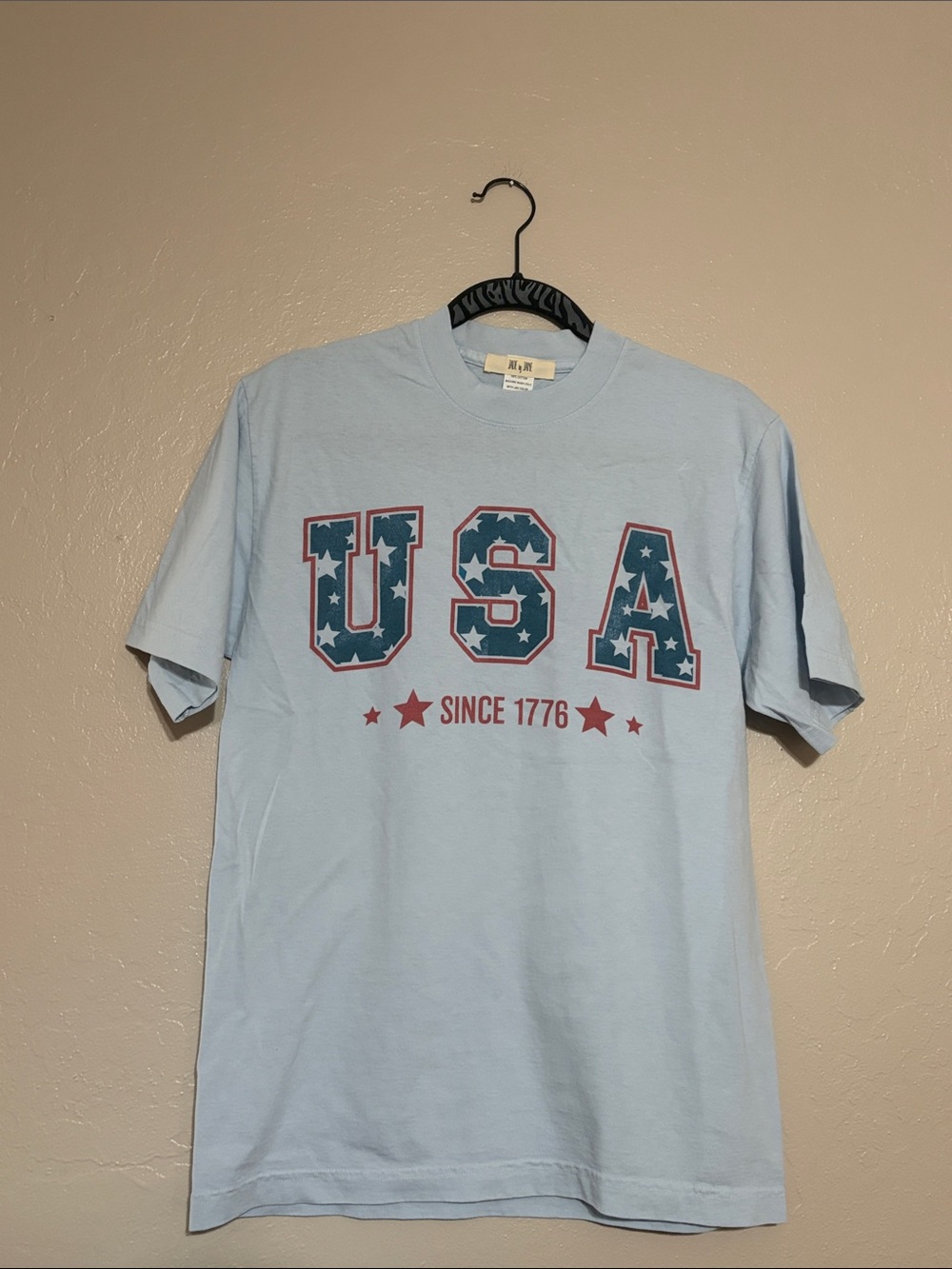 Jade by Jane Women’s Light Blue USA Cotton Graphic Short-Sleeve Tee